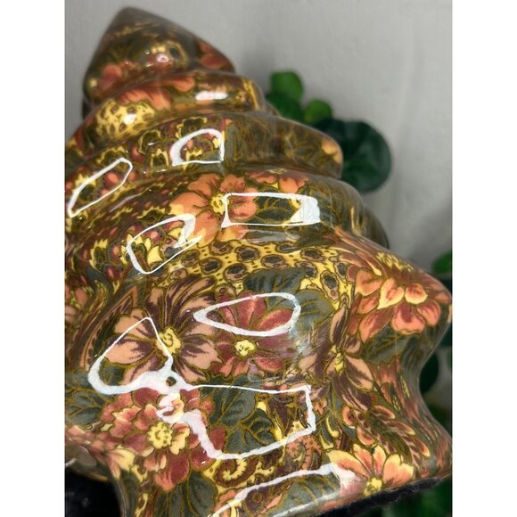 Vintage 1994 Patricia Reach Decoupage Ceramic Floral Christmas Tree Set of 2 - Picture 8 of 8